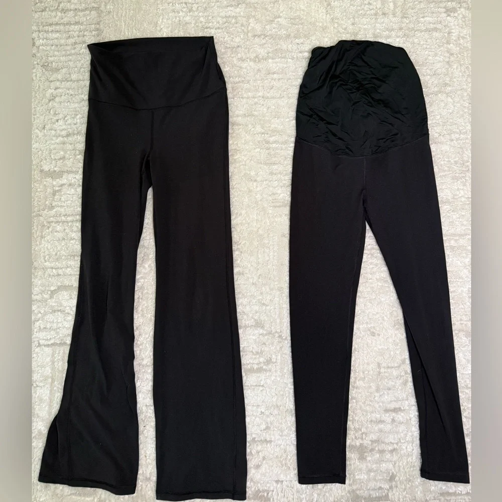 Black Flared and Straight Leg Maternity Leggings - Picture 1 of 1